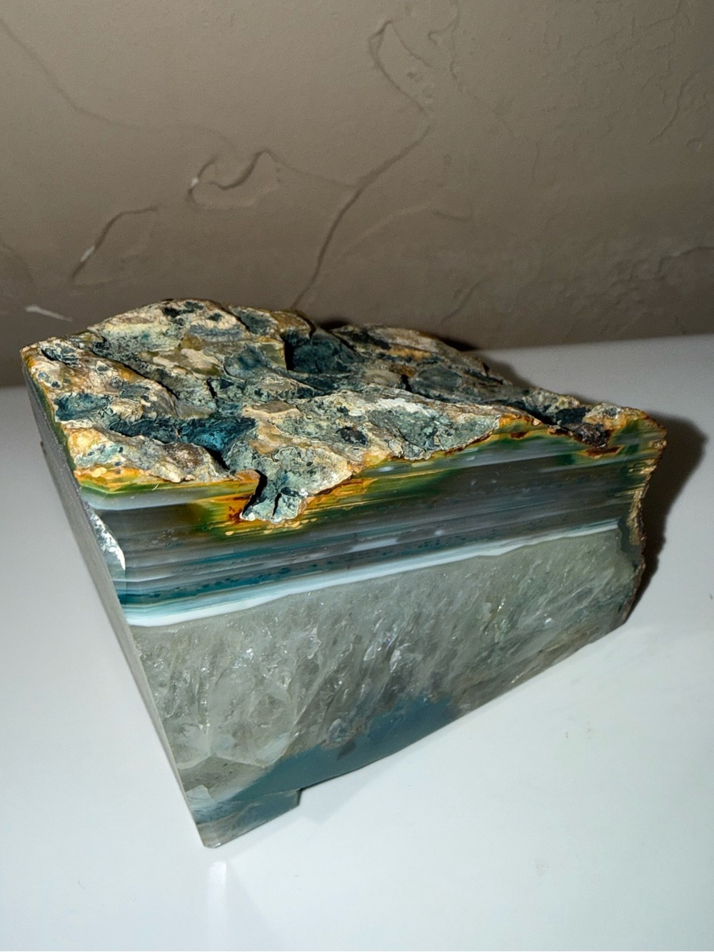 BRAZILIAN blue agate geode polished rock 3.5” tall 3.25” wide - Picture 3 of 7